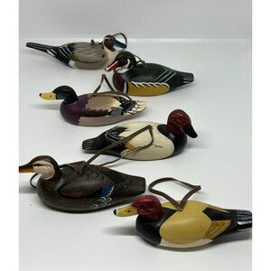 VTG 80s Hand-Painted Duck Ornaments Hunting Wildlife Decor - Set of 6 Collectibl